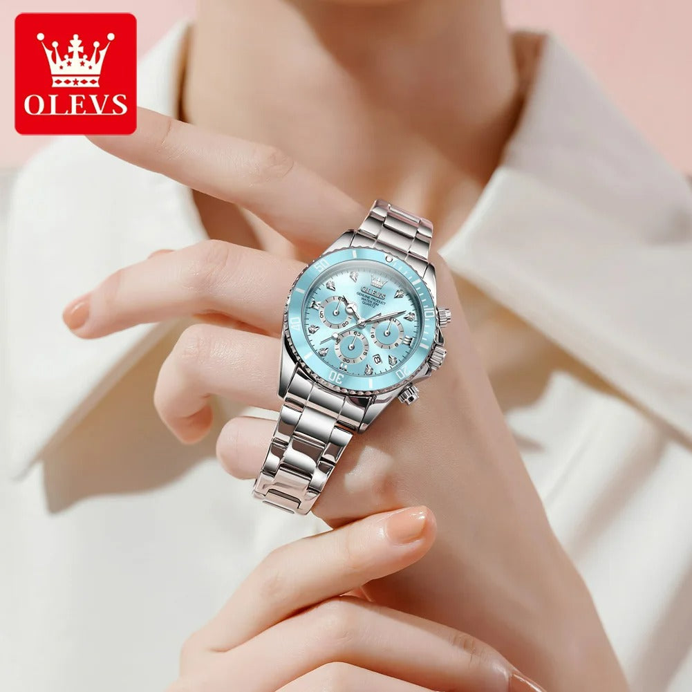 Montre femme OLEVS 5632 - Fashion & casual - Acier Argenté Cadran bleu TickTock Collection