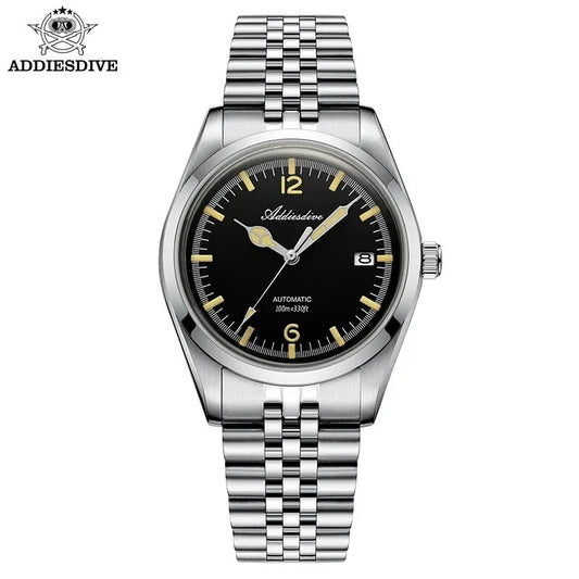 Cadran noir lumineux rétro jaune-vert – montre ADDIESDIVE AD2038