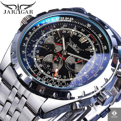 Montre homme Jaragar 6905 cadran noir – vue de face classique