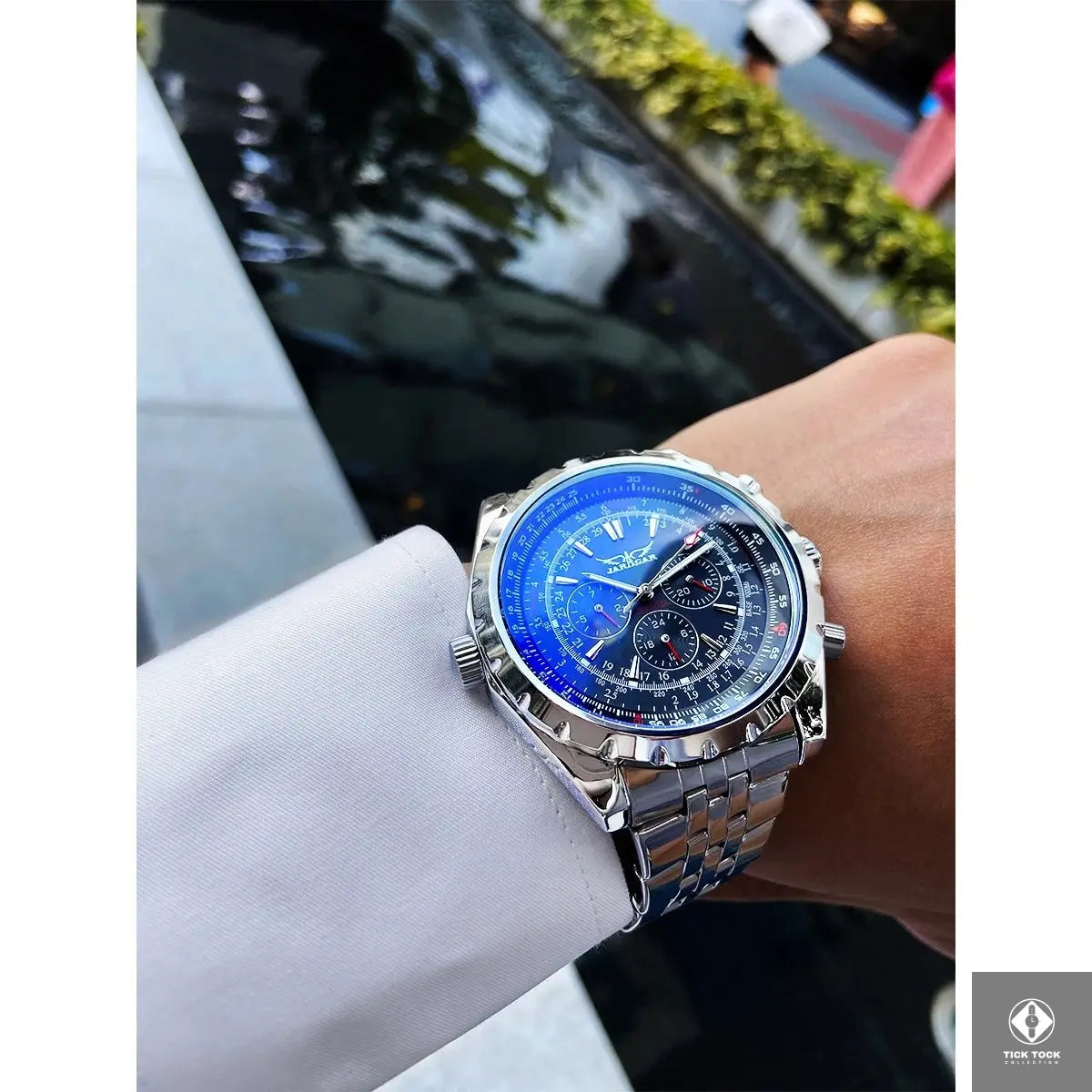 Montre Jaragar 6905 – boîtier acier 48mm vu du poignet