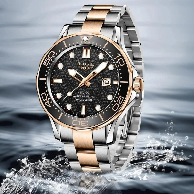 Fermoir à bouton poussoir de la montre LIGE LG8936