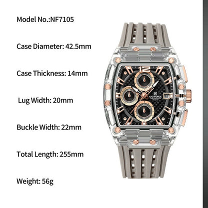 Vue du cadran acrylique HD – NAVIFORCE - Caractéristiques