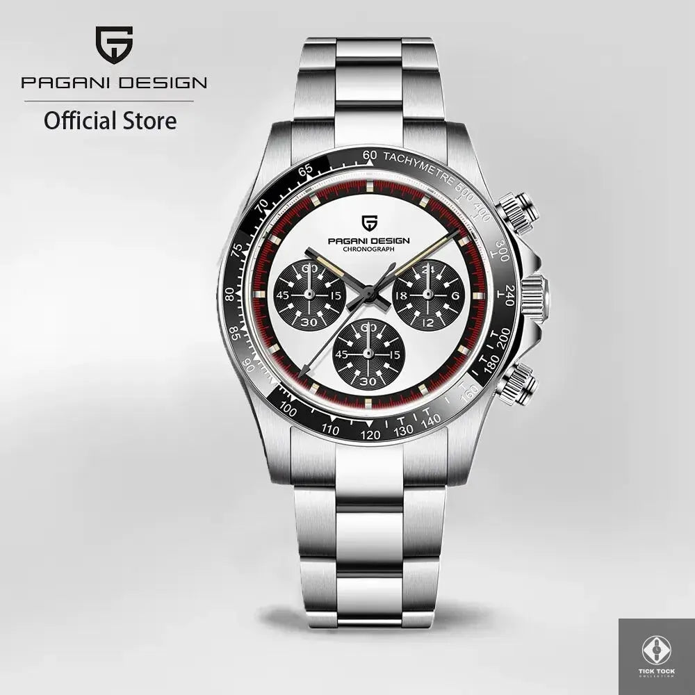 PAGANI DESIGN - COLLECTION WHITE - Men's Quartz Chronograph Watch - Montre pour Homme en Acier Inoxydable 40mm Tick Tock Collection