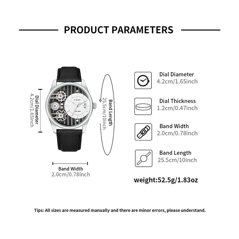 Montre TOMI T106 cadran noir - Caractéristiques