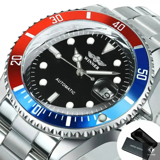 Montre homme WINNER 320 automatique 40mm – cadran noir et boîtier acier