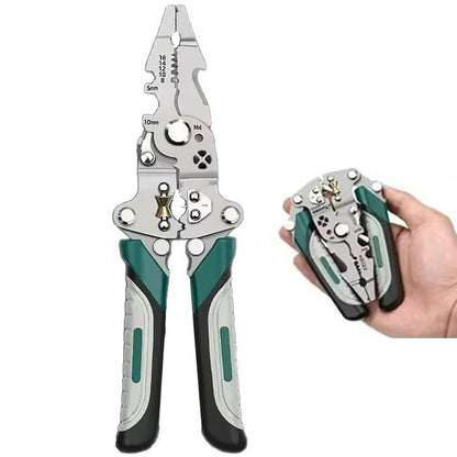 Dénudeur de fils pliable multifonctionnel - Vert & argenté pince à sertir et couper