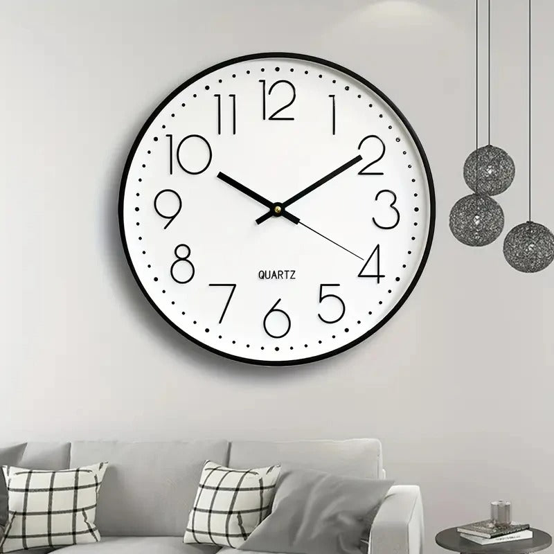 Horloge murale silencieuse G1233C - Blanc avec aiguilles noir 20 cm