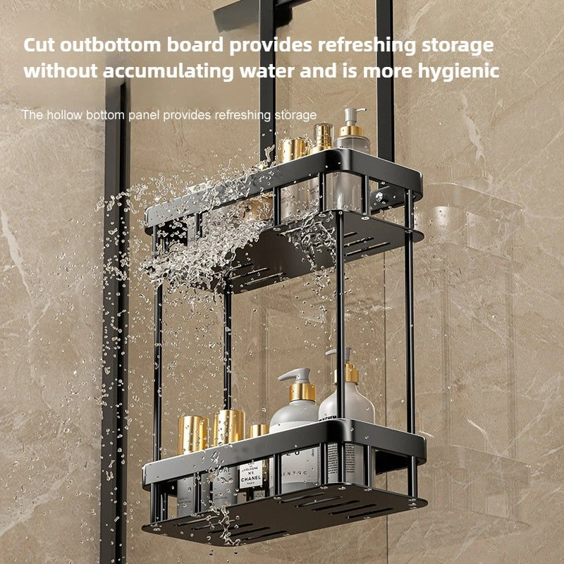 Étagère de douche double niveau - Noir organisateur suspendu salle de bain