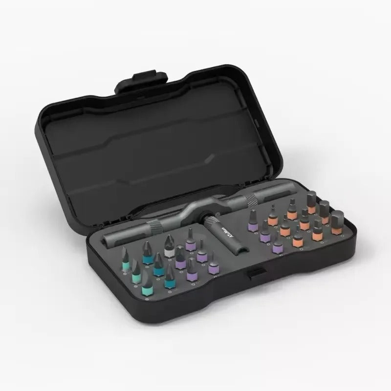 Kit d’outils clé à cliquet multifonction - Boîte noire embouts multicolores 24 pièces