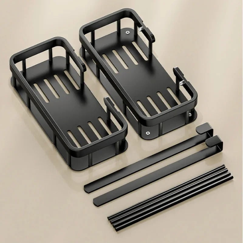 Étagère de douche double niveau - Noir organisateur suspendu salle de bain