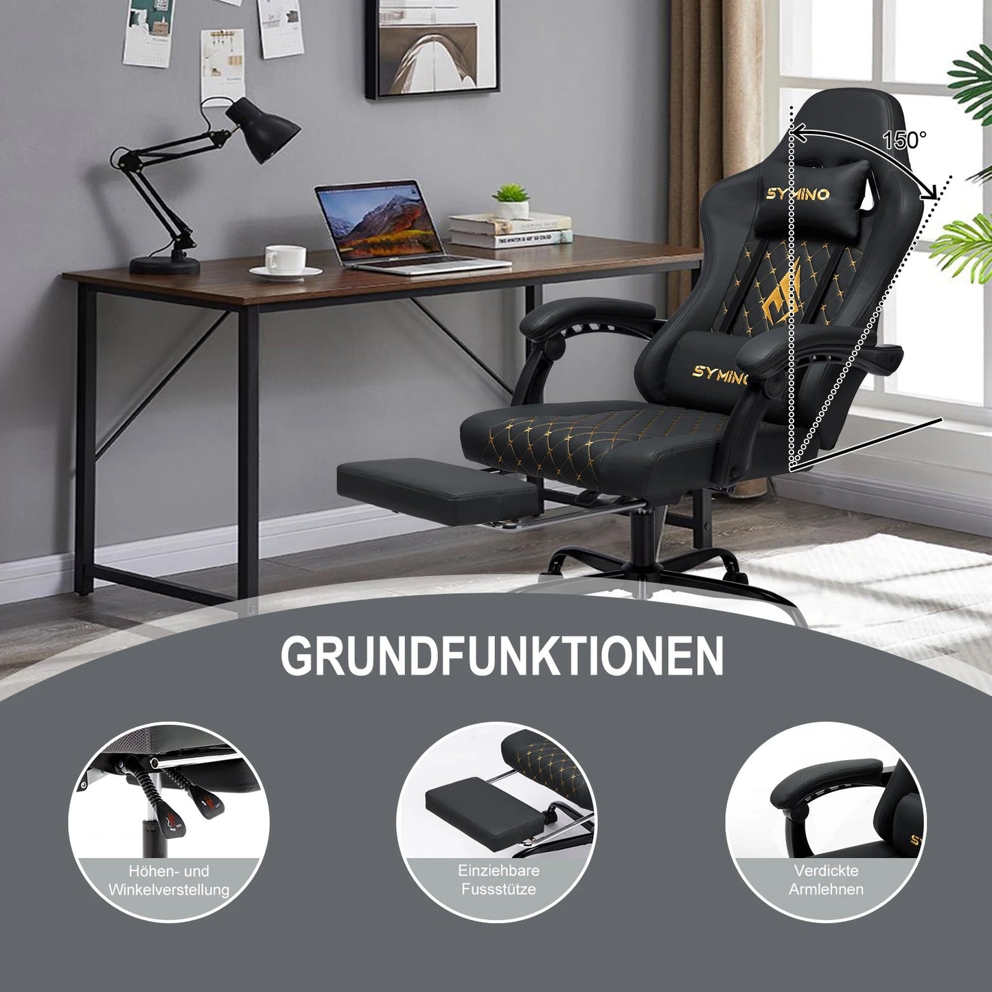 Chaise gaming Symino – siège rotatif et pratique