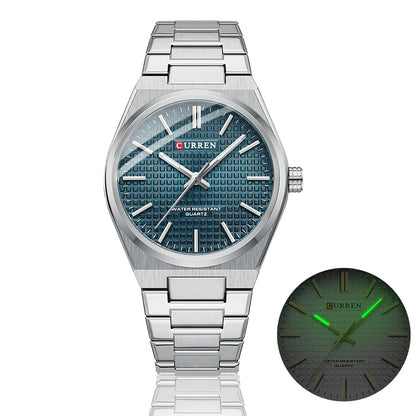 Montre Curren 8439 – cadran bleu et bracelet argenté vue de face