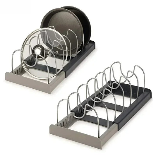 Organisateur de poêles 6 emplacements - Noir & gris 56 cm support ABS