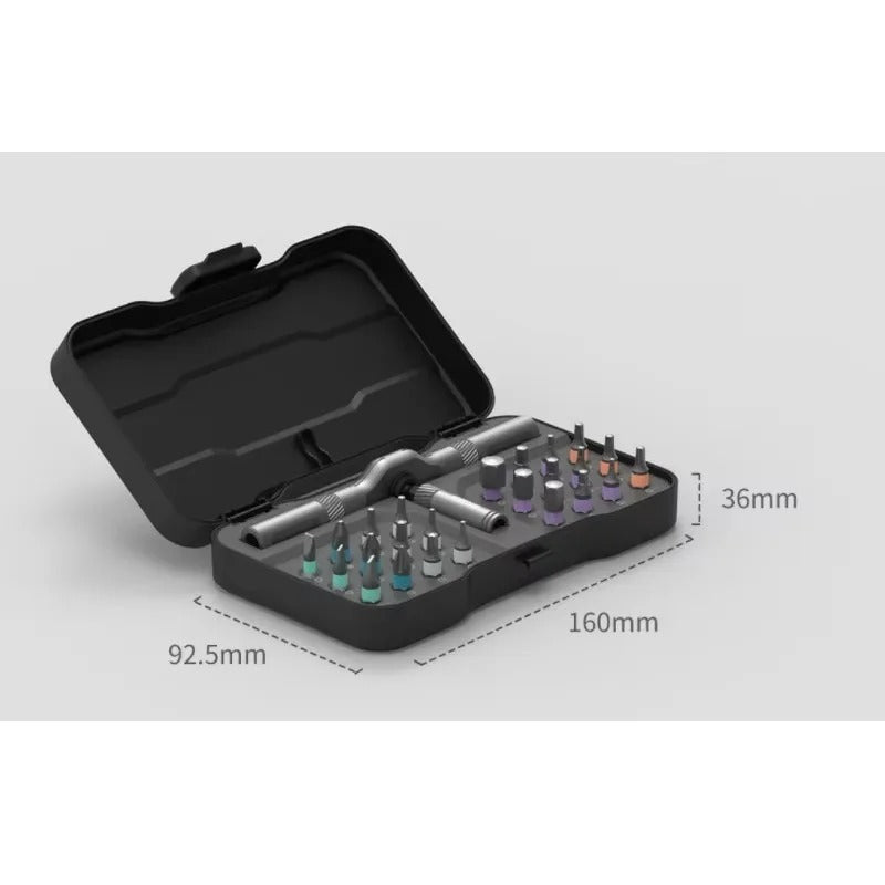 Kit d’outils clé à cliquet multifonction - Boîte noire embouts multicolores 24 pièces