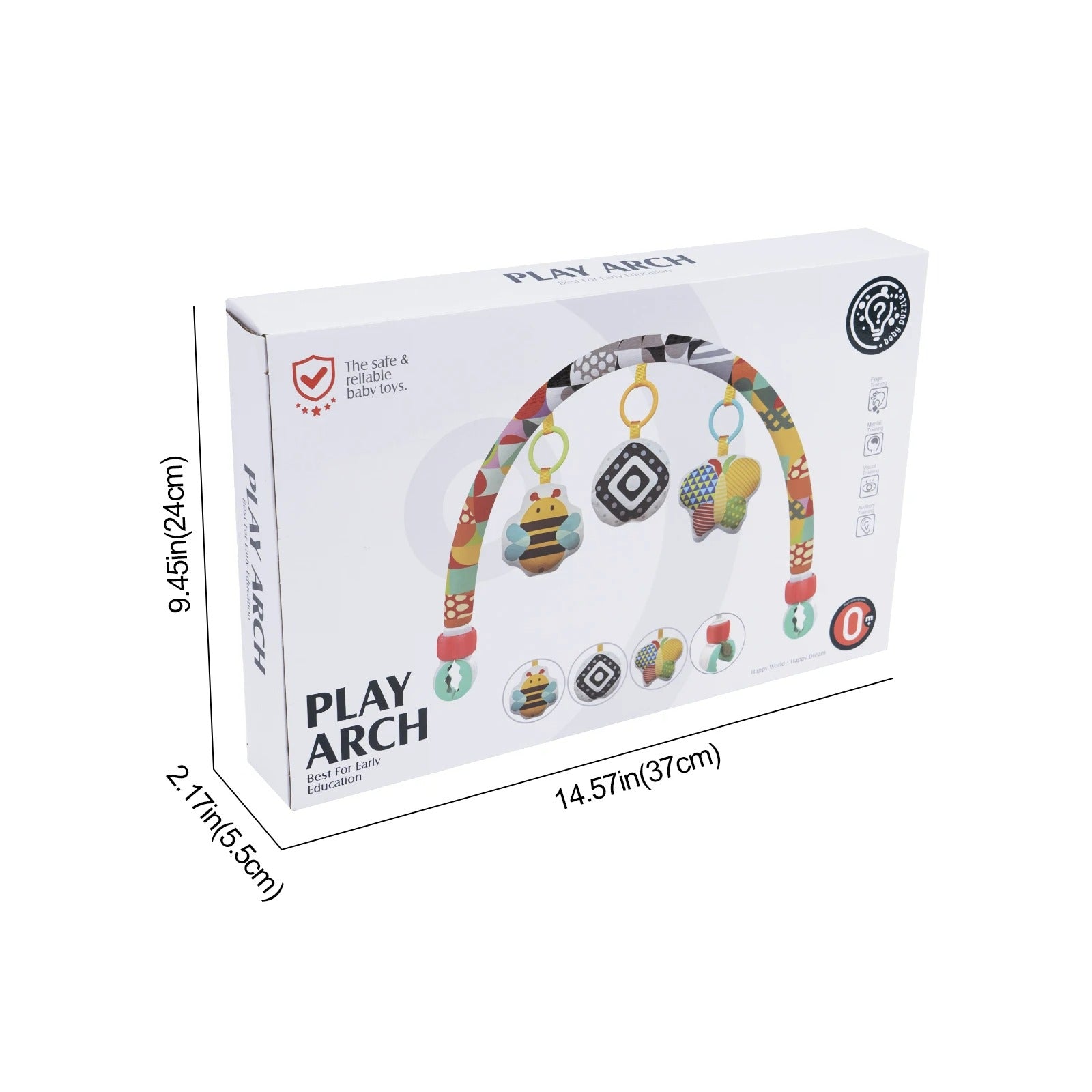 Arc de poussette pour bébé - Jouet en tissu doux avec jouets détachables développement sensoriel