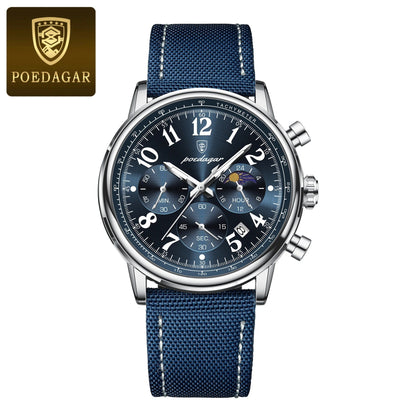Montre homme POEDAGAR 808 – vue de face cadran bleu