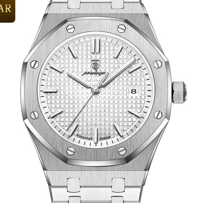 Montre homme POEDAGAR 924 - Style fashion & casual - Acier argenté & Cadran blanc TickTock Collection